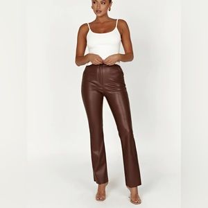 TYRA
Straight Leg Faux Leather Pants - Chocolate